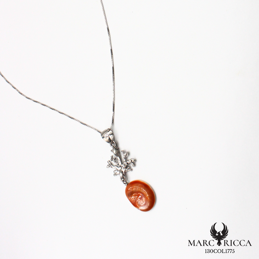 Collier en argent motif branche de corail avec Œil de Sainte Lucie