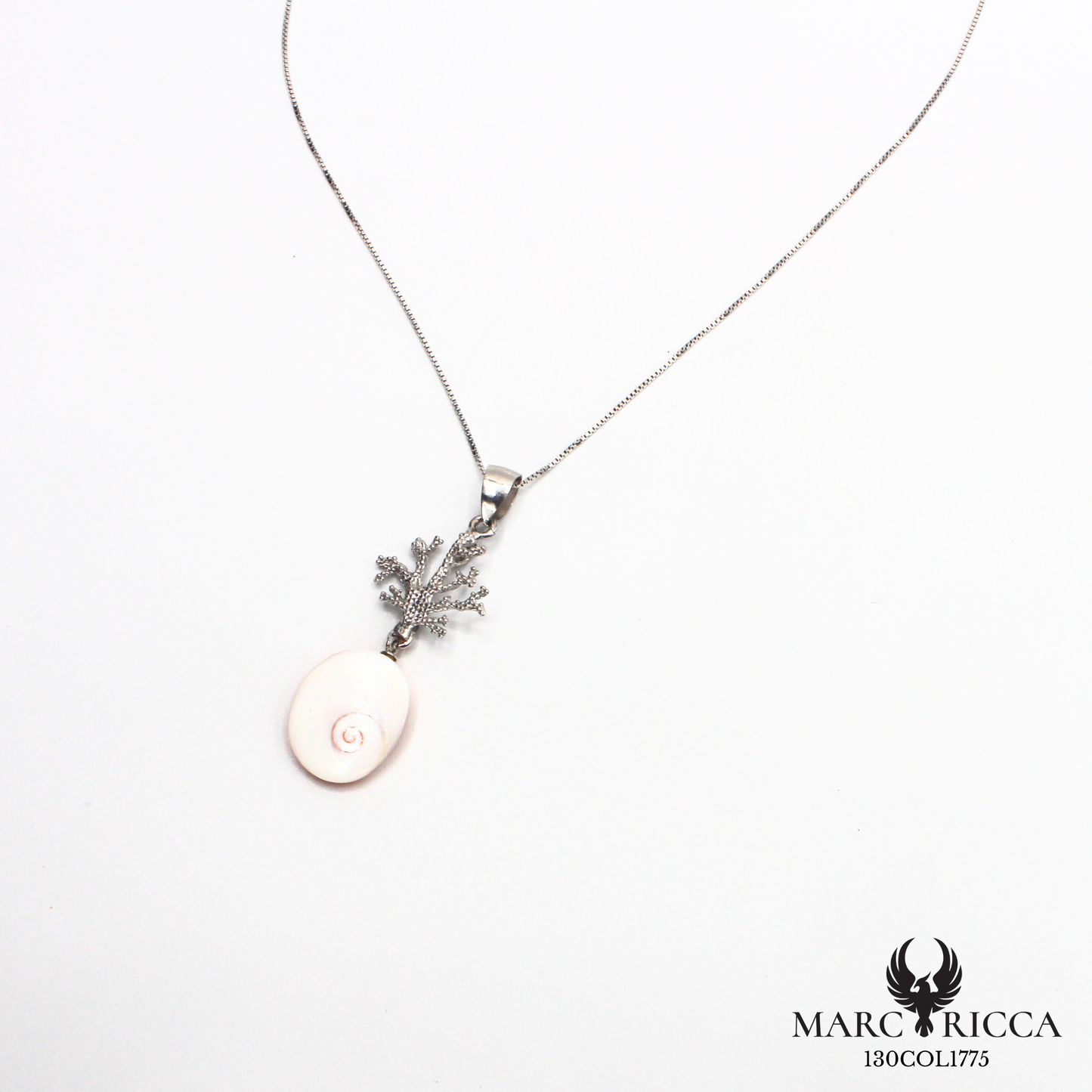 Collier en argent motif branche de corail avec Œil de Sainte Lucie