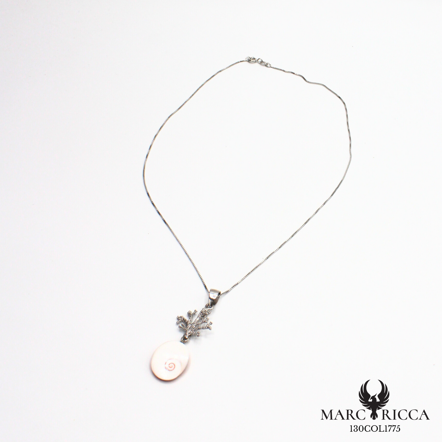 Collier en argent motif branche de corail avec Œil de Sainte Lucie