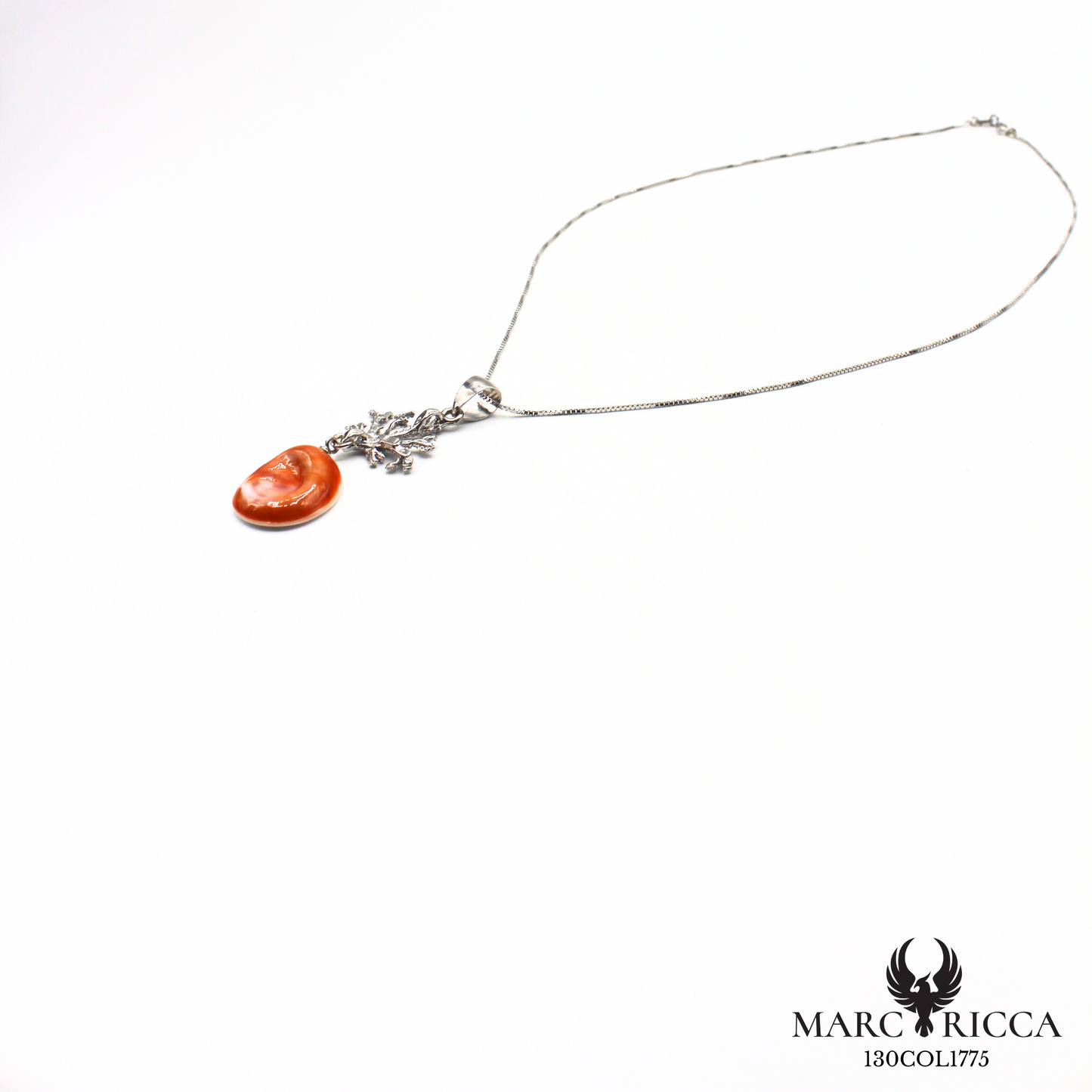 Collier en argent motif branche de corail avec Œil de Sainte Lucie