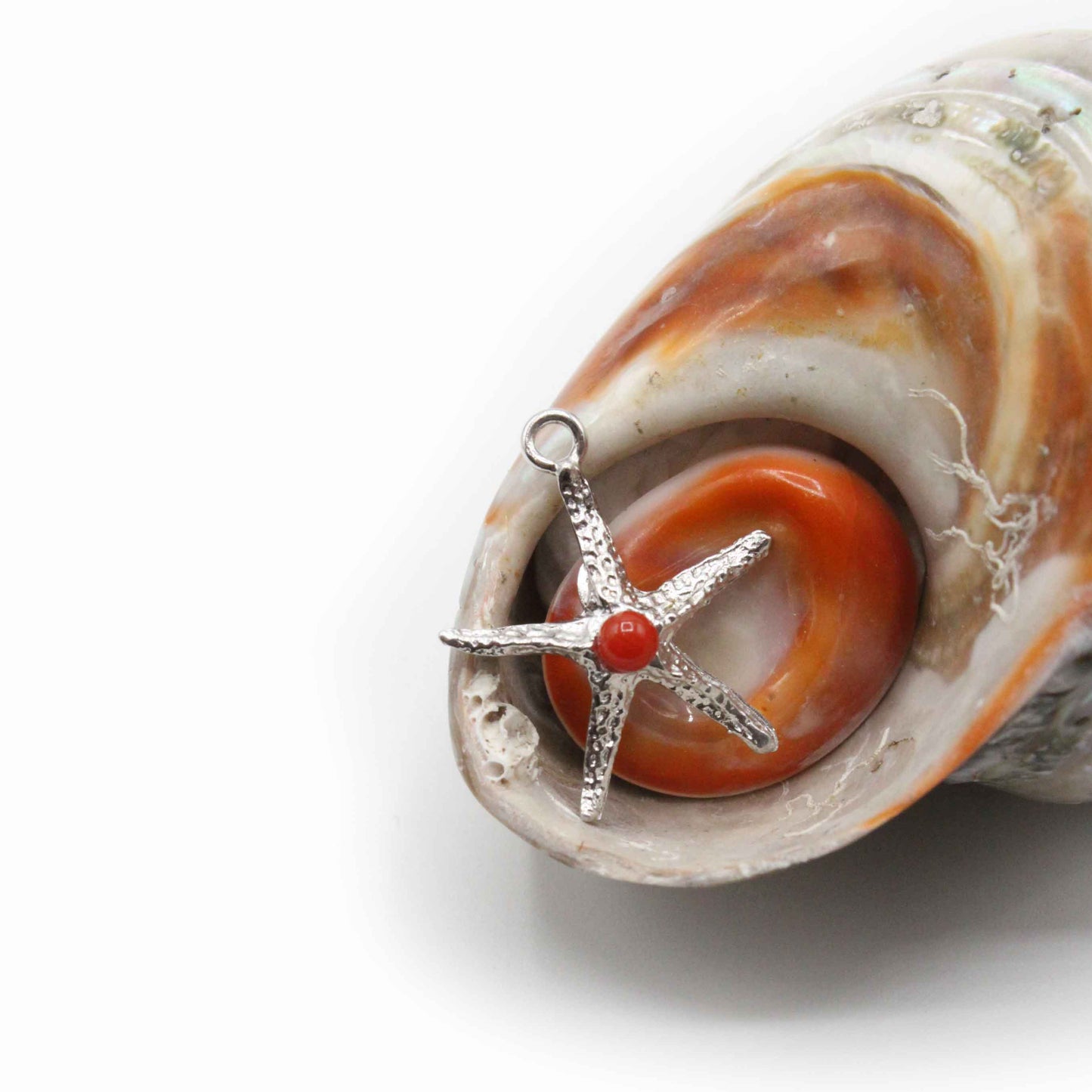 Pendentif Argent Etoile de Mer & Corail