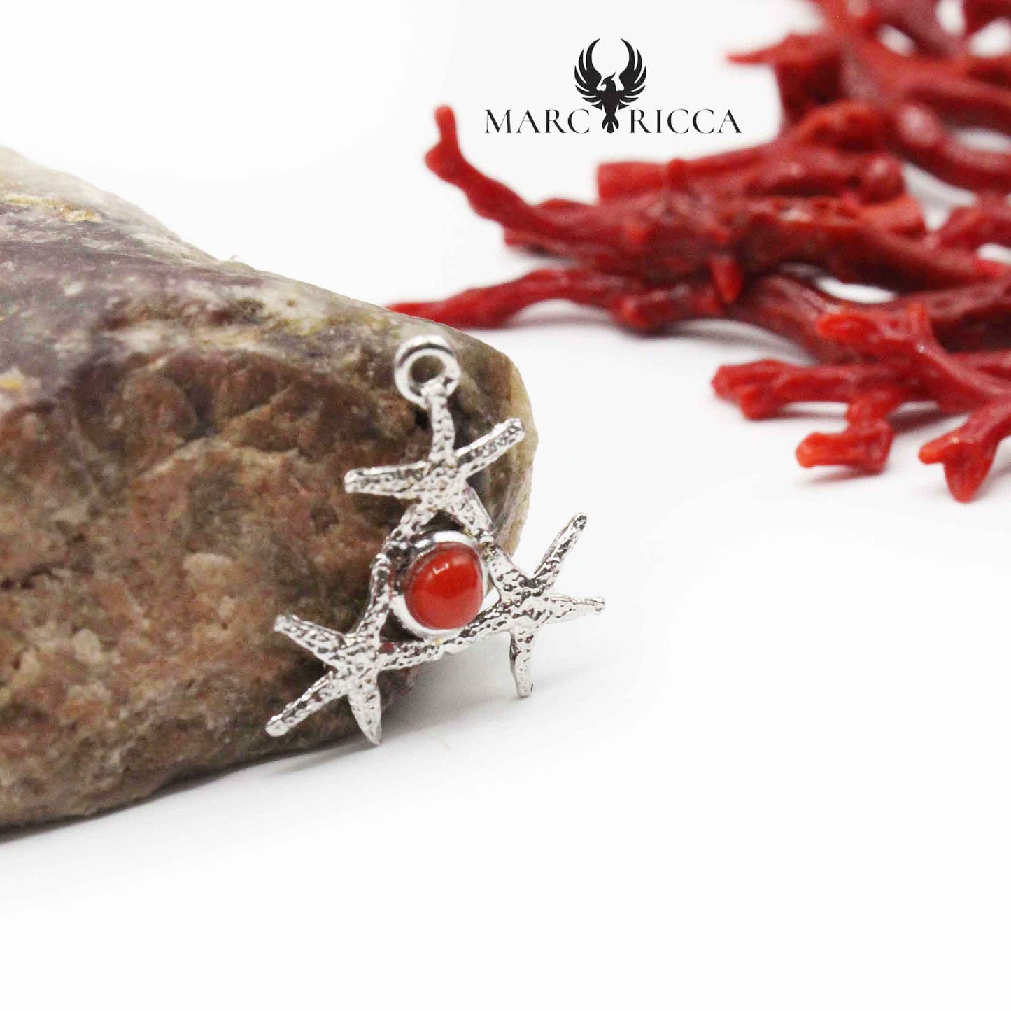 Pendentif Argent Etoiles de Mer & Corail