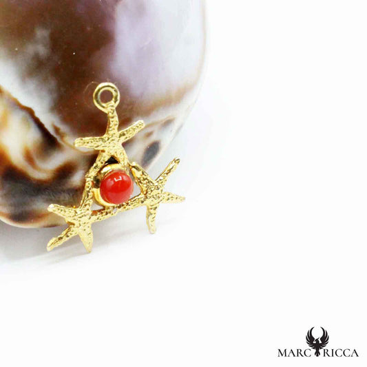 Pendentif Argent Etoiles de Mer & Corail