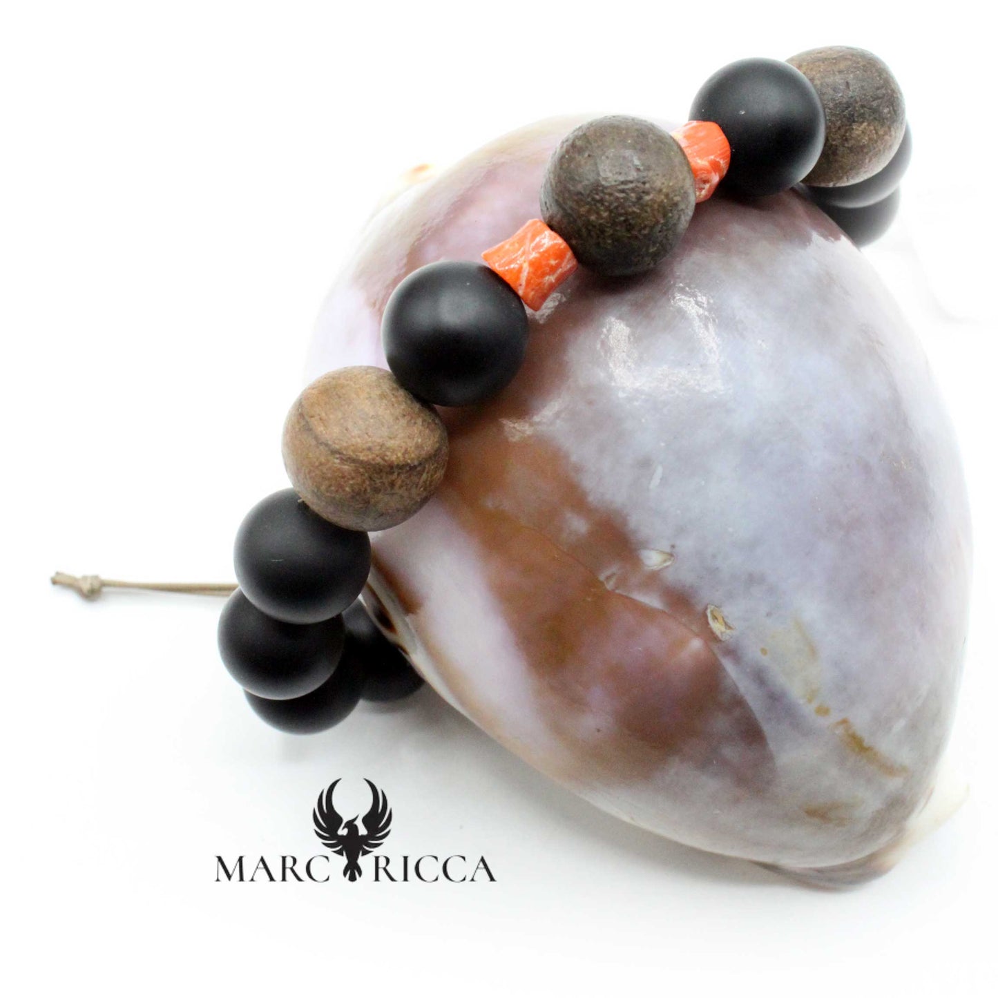 Bracelet Cordon Ronce de Noyer & Corail