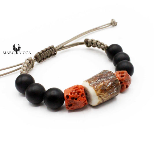 Bracelet Cordon Bois de Cerf & Corail