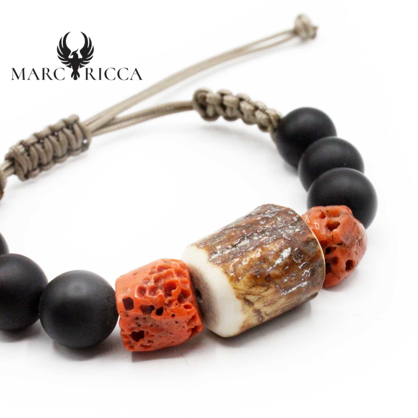 Bracelet Cordon Bois de Cerf & Corail