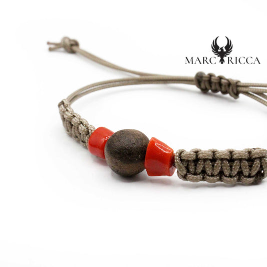 Bracelet Cordon Ronce de Noyer & Corail