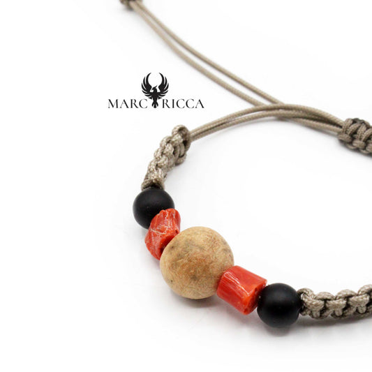 Bracelet Cordon Olivier, Corail & Bakélite