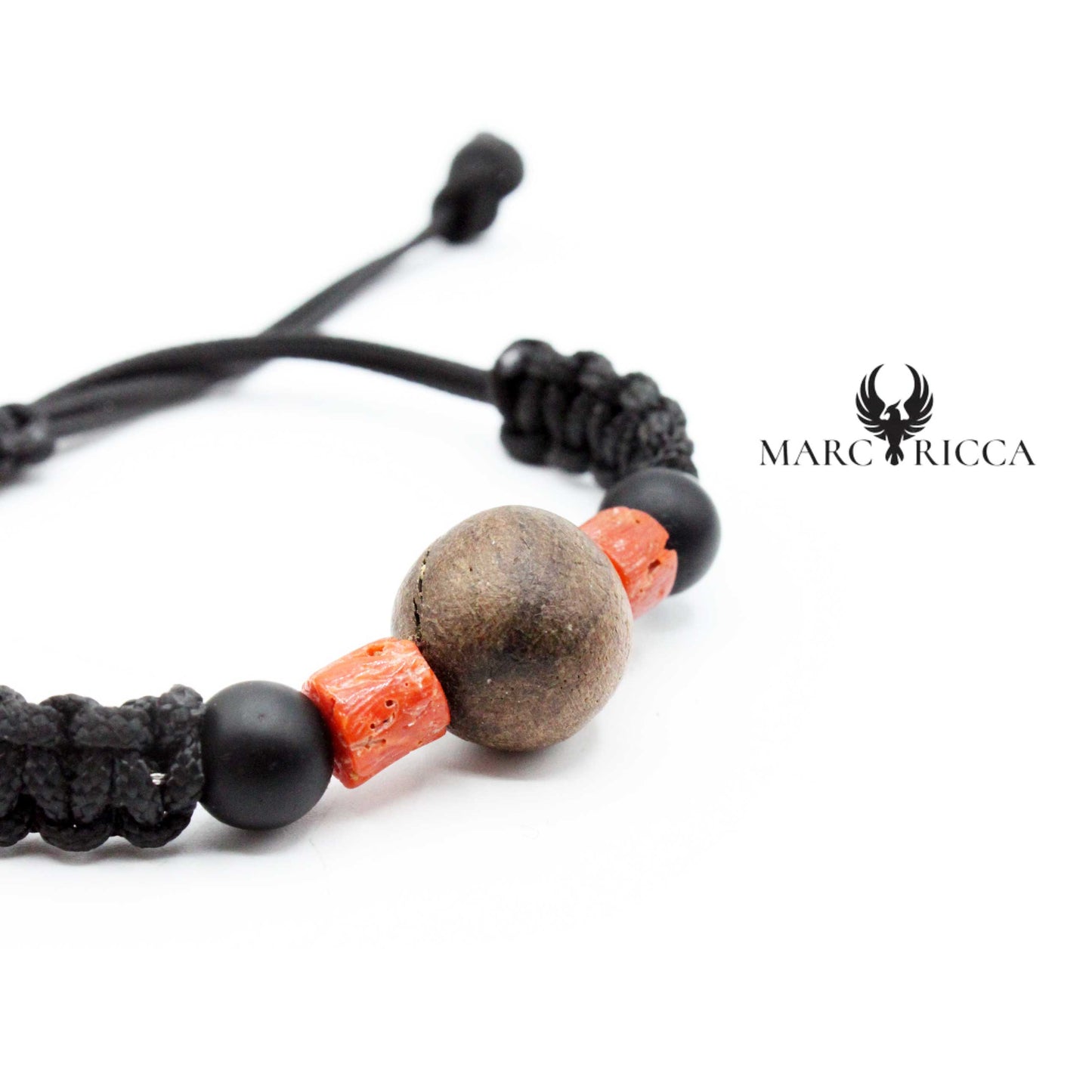 Bracelet Cordon Ronce de Noyer, Corail & Bakélite