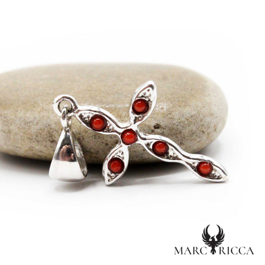 Pendentif Argent Croix Corail