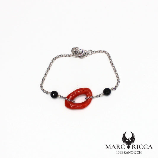 Bracelet Argent Anneau de Corail Rouge