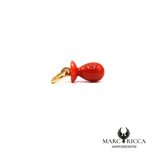 Pendentif tétine corail en vermeil