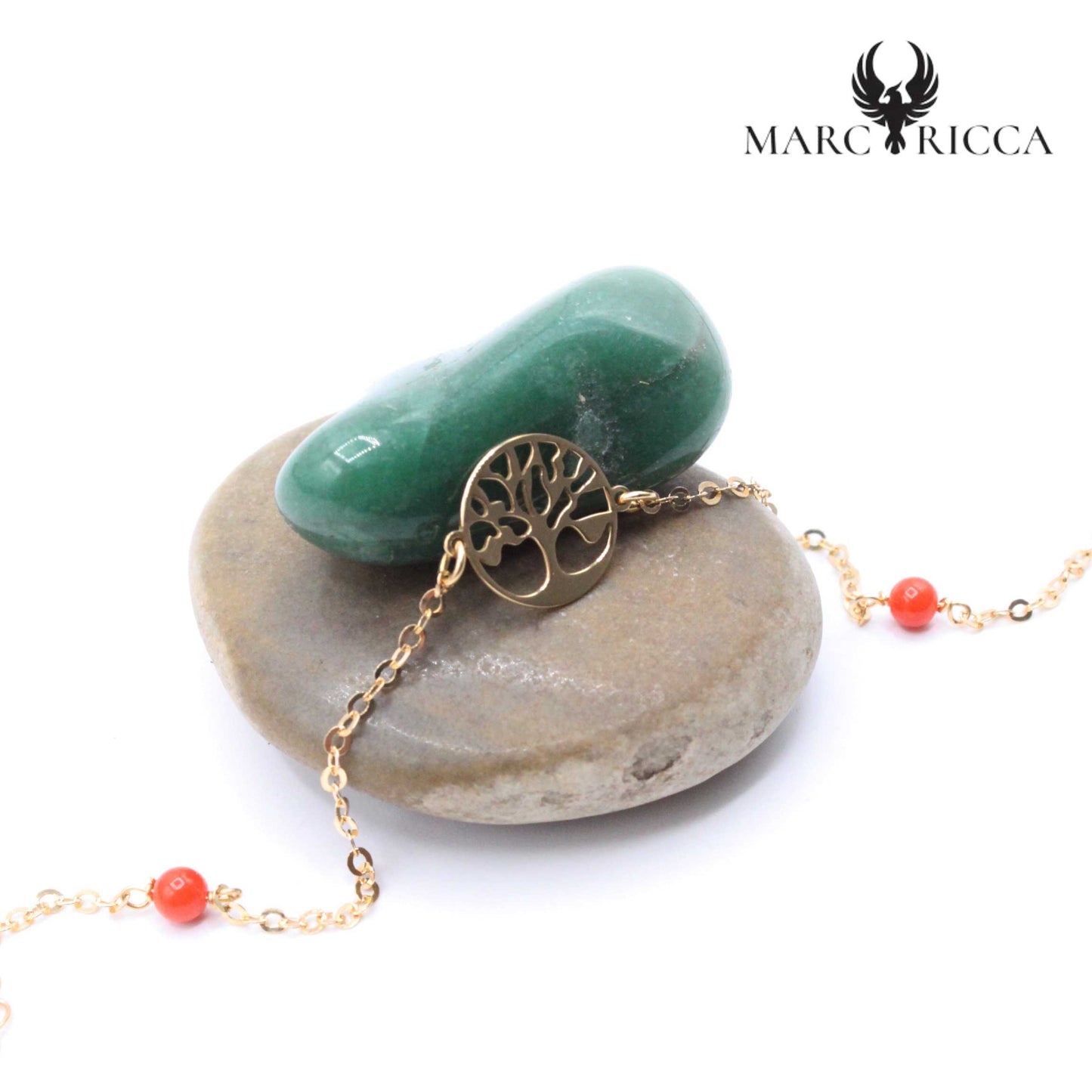 Bracelet Or Arbre de Vie & Perles Corail