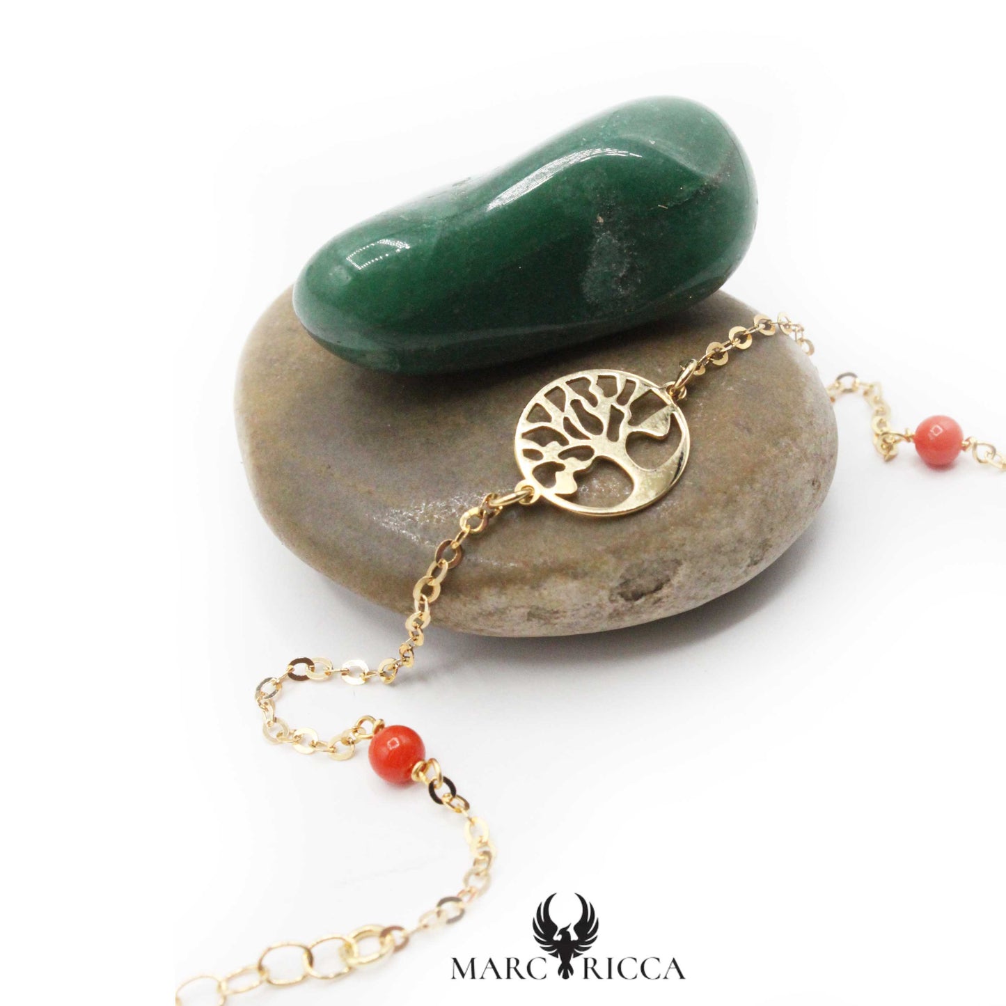 Bracelet Or Arbre de Vie & Perles Corail