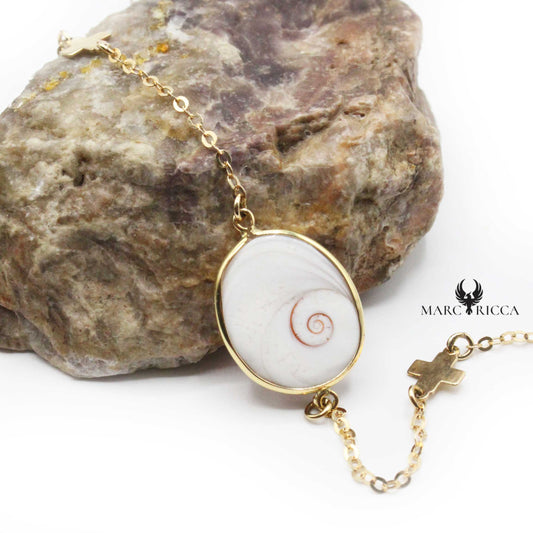 Bracelet Argent Croix, Or & Œil de St-Lucie