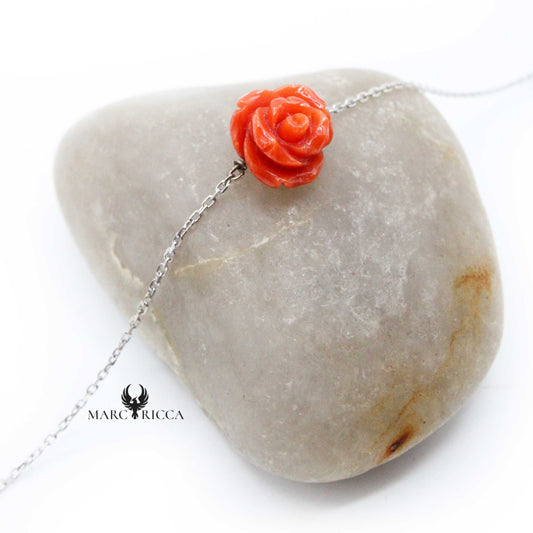 Bracelet Or Chainette Rose en Corail