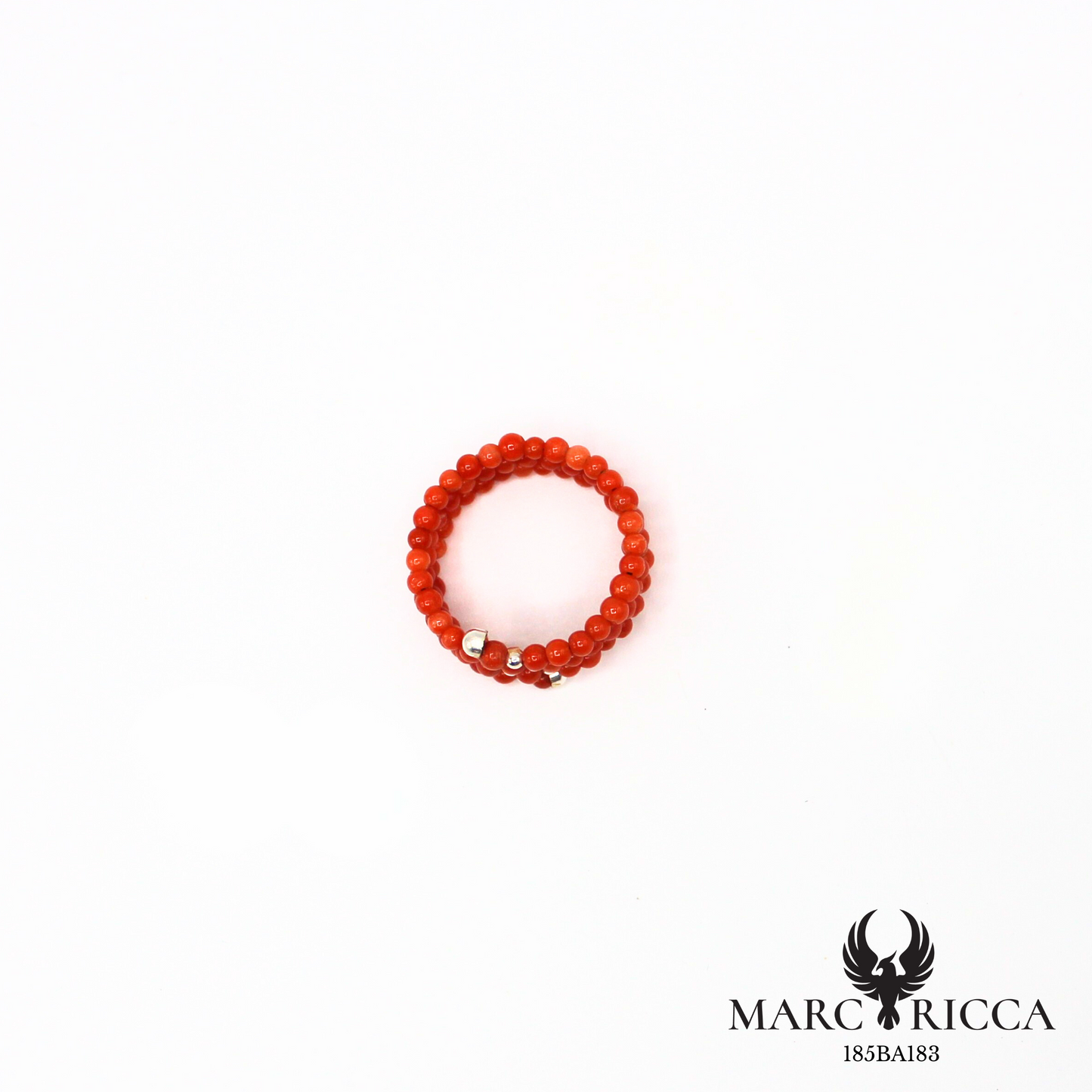 Bague perles de corail réglable