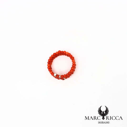 Bague perles de corail réglable