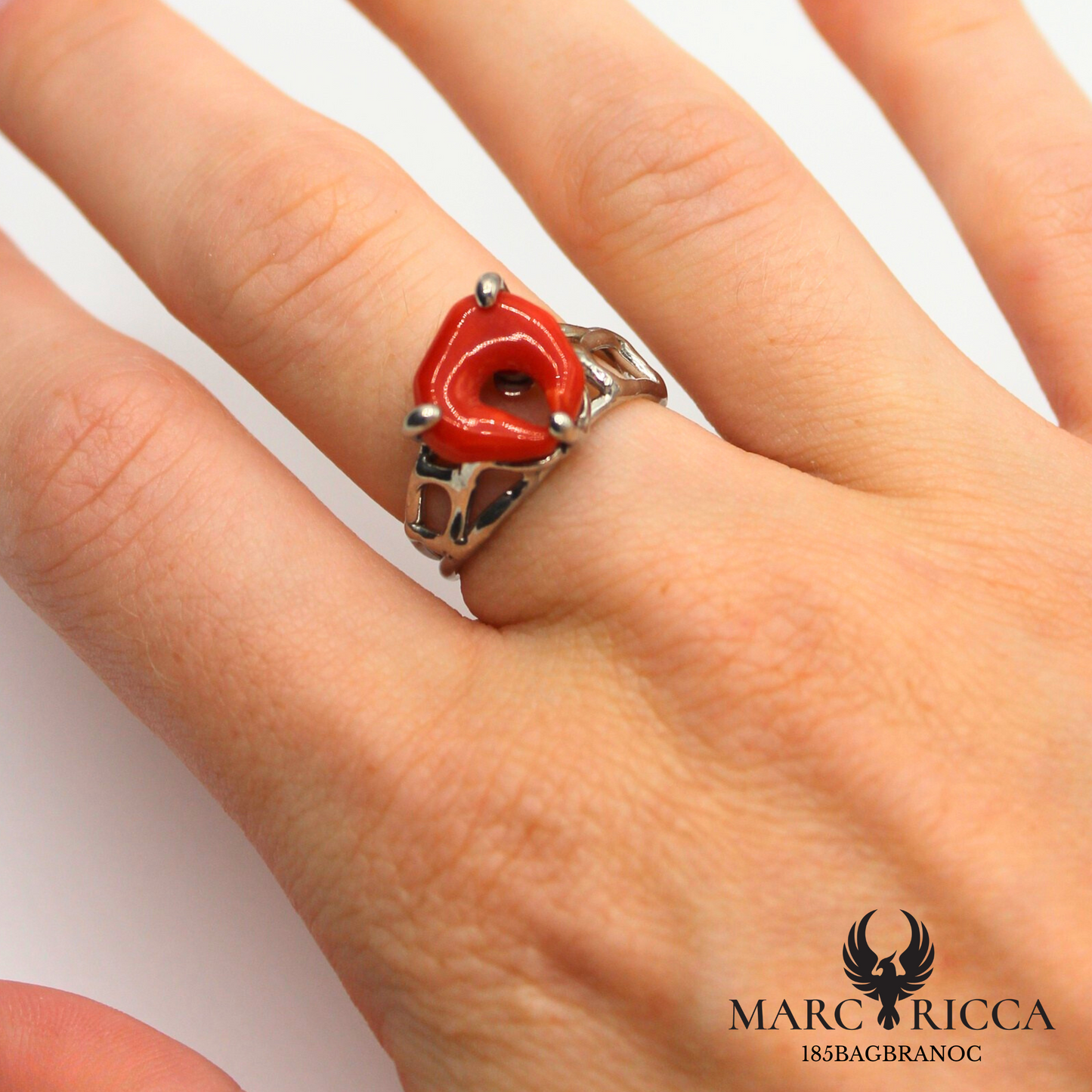 Bague Argent Corail Anneau