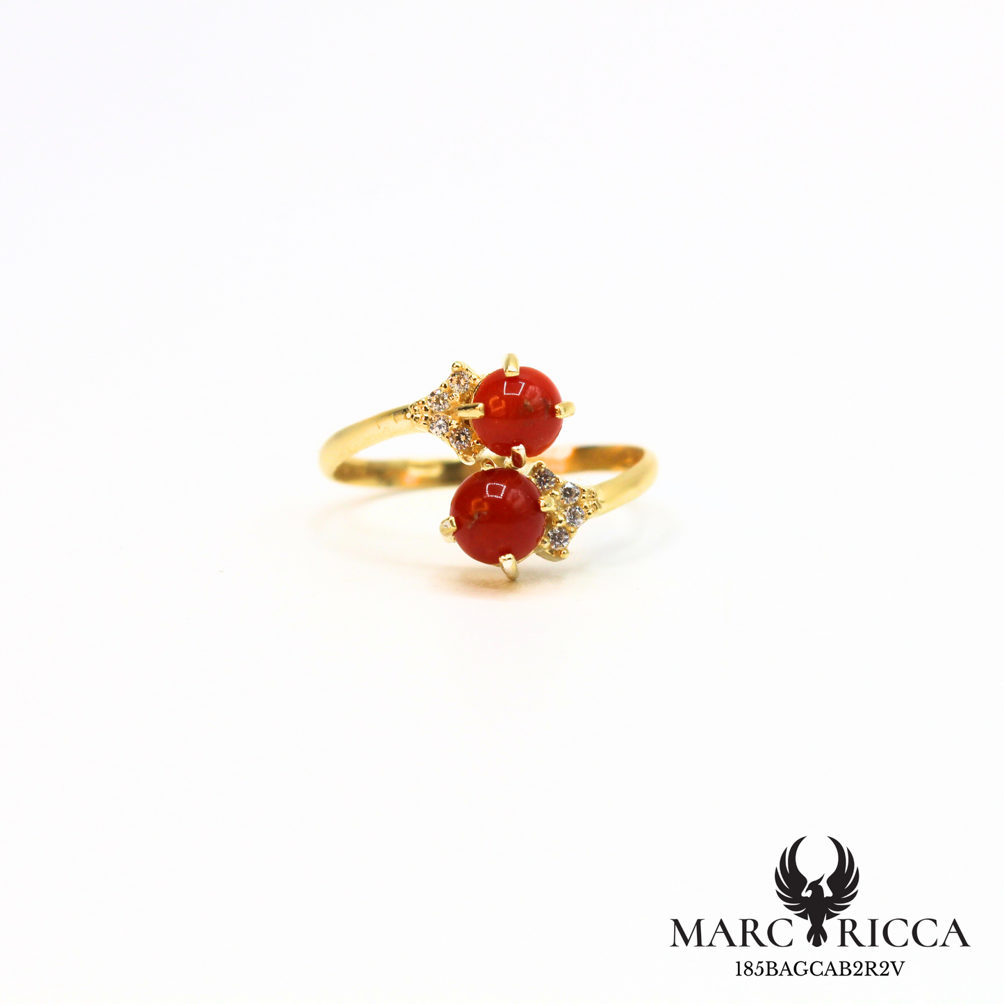 Bague Argent ou vermeil Corail Perle & Zirconium