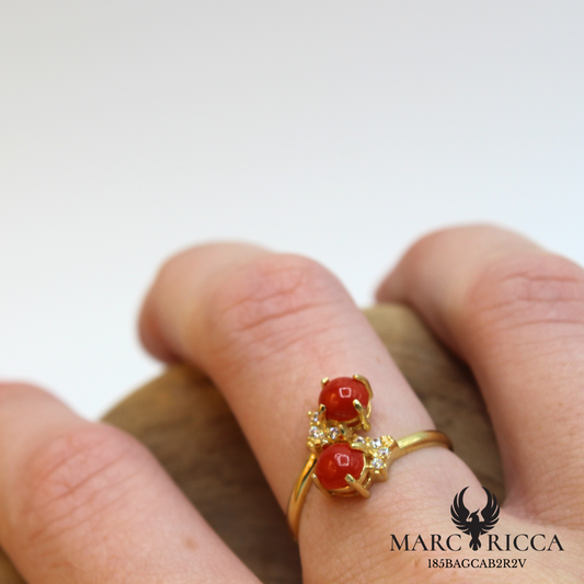 Bague Argent ou vermeil Corail Perle & Zirconium