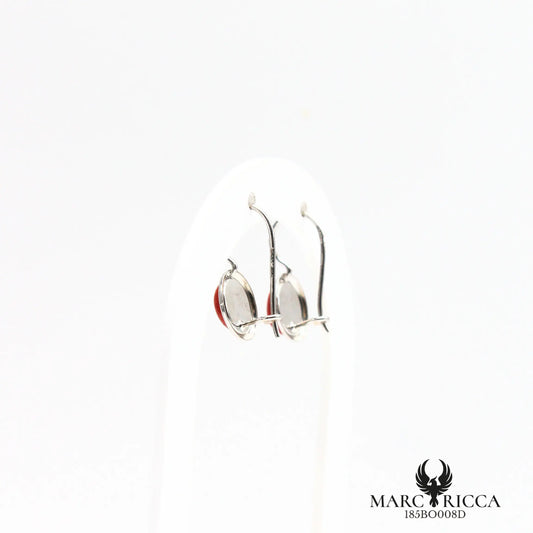 Boucles d'oreilles dormeuses avec cabochon corail