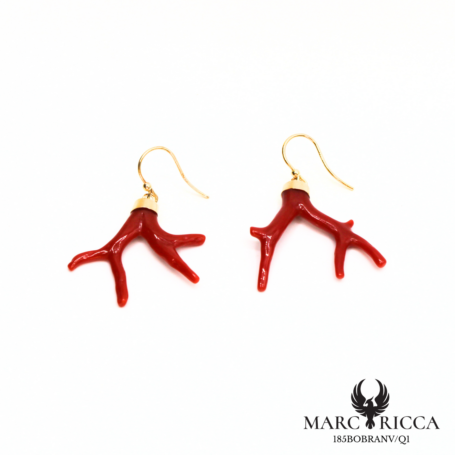 Boucle d'oreilles branches de corail crochet en vermeil