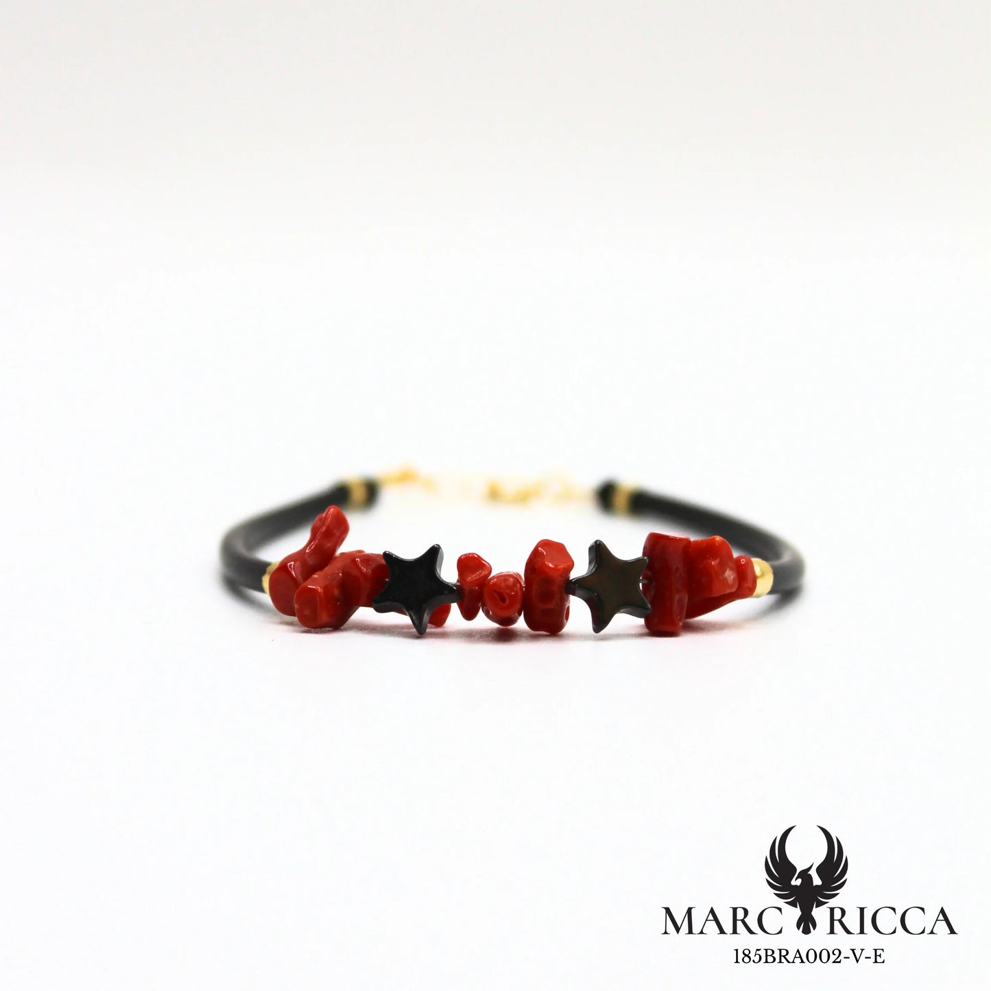Bracelet corail cupolino et étoiles en hématite