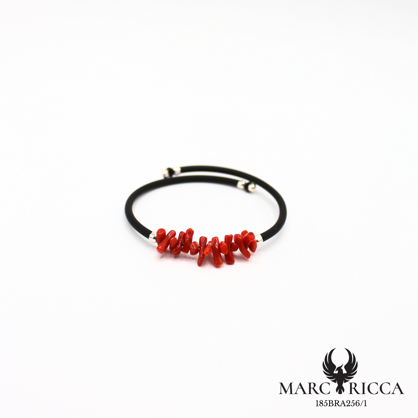Bracelet jonc en caoutchouc et corail cupolino