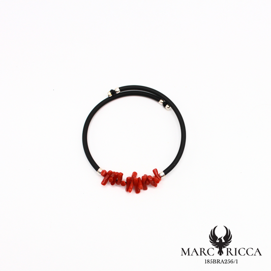 Bracelet jonc en caoutchouc et corail cupolino