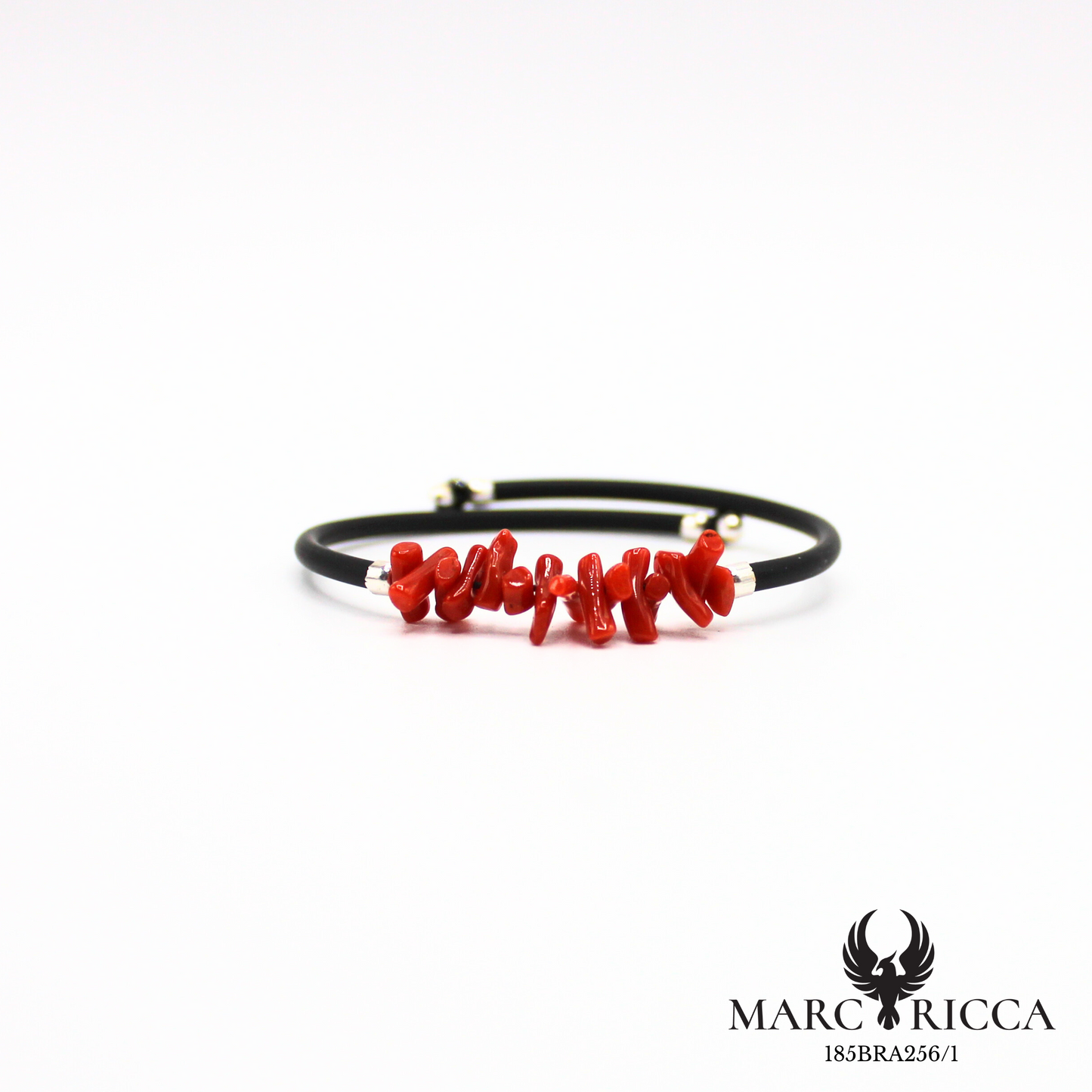 Bracelet jonc en caoutchouc et corail cupolino
