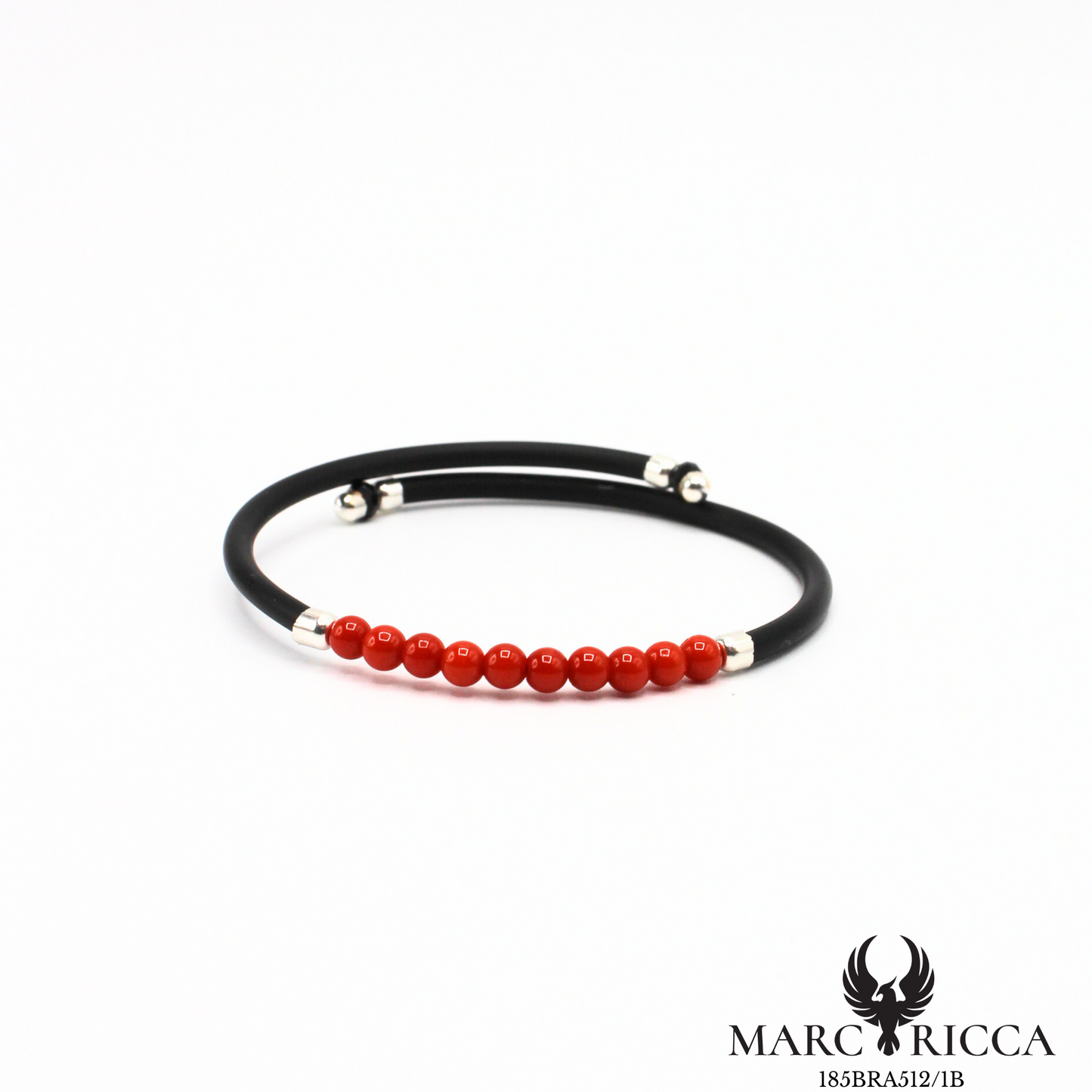 Bracelet jonc en caoutchouc avec perles de corail