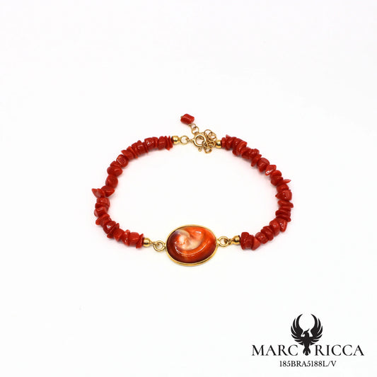 Bracelet corail chips & œil de Sainte Lucie