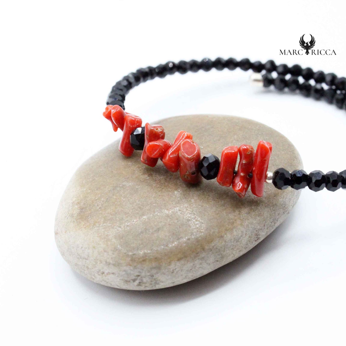 Bracelet Jonc Argent Cristal & Corail