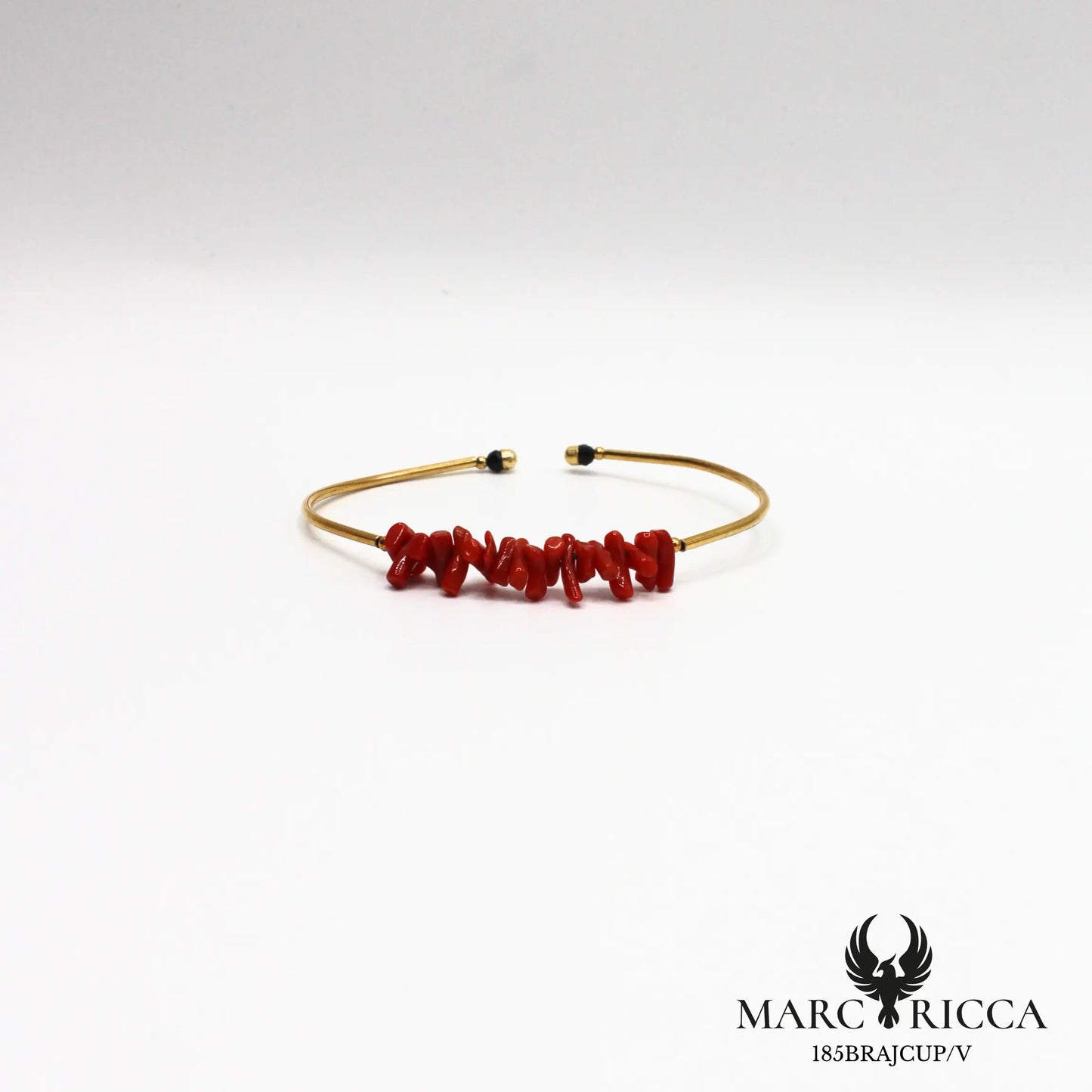 Bracelet jonc corail cupolino en vermeil