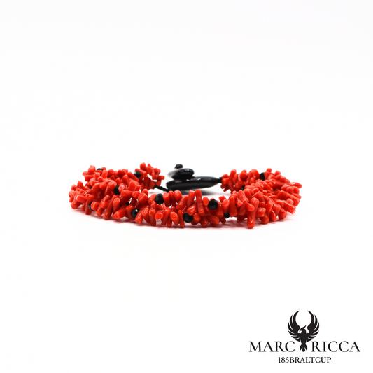 Bracelet 3 rangs corail cupolino, onyx et cristal