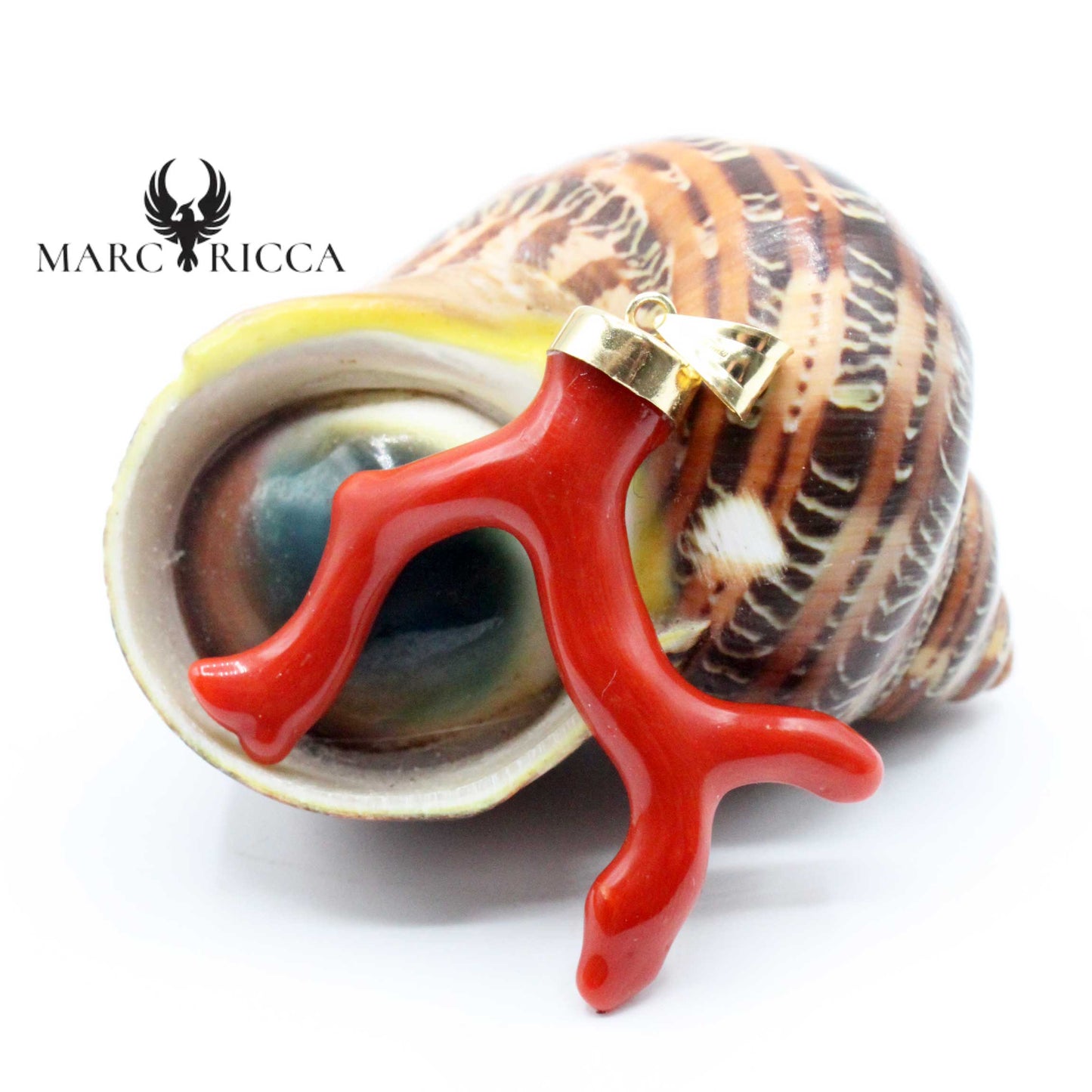 Pendentif Or Branche de Corail Rouge