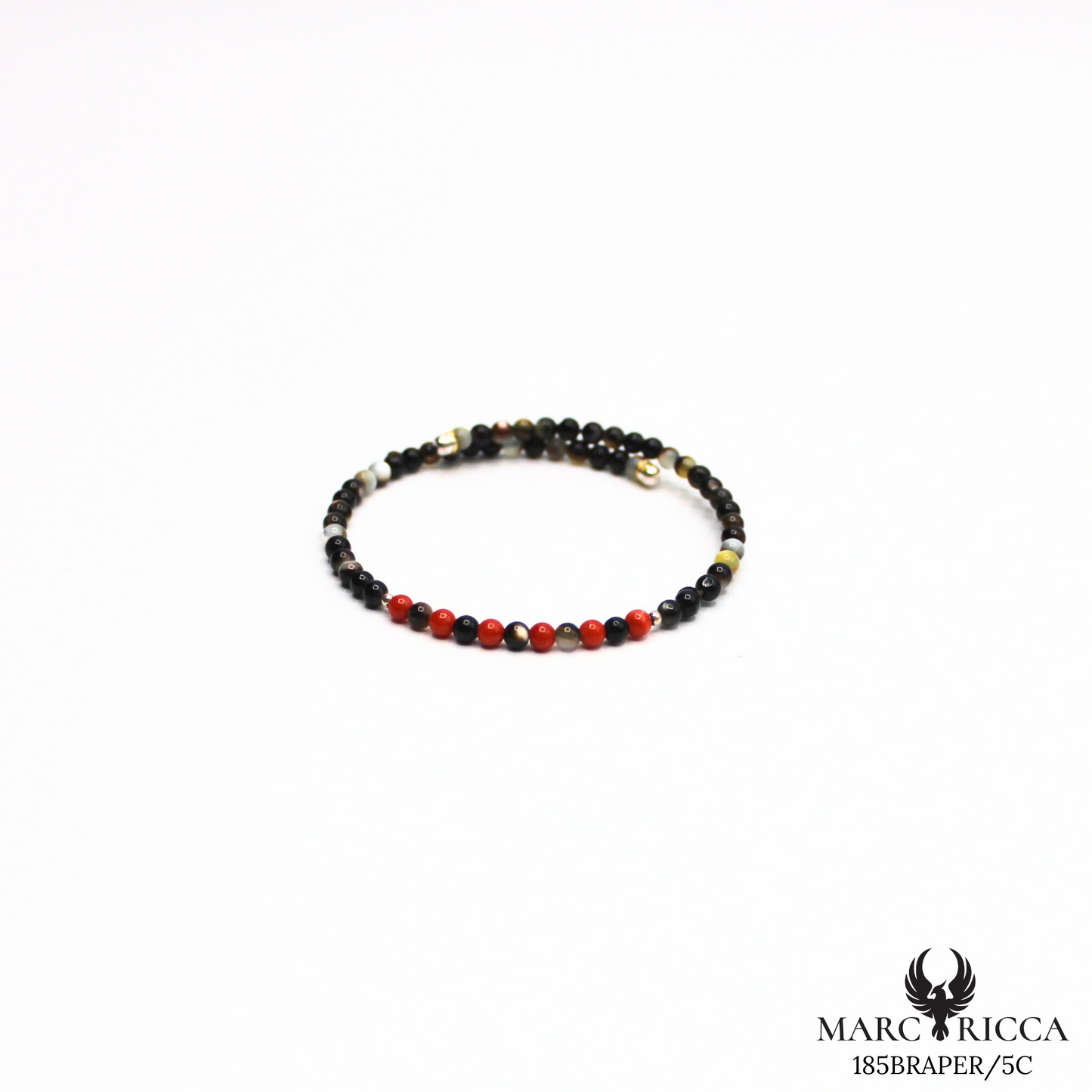 Bracelet Jonc Argent Corail, Pierre de lune & Œil du Tigre