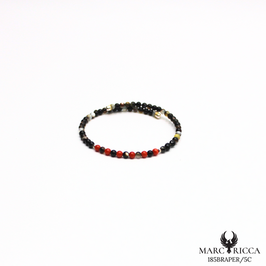 Bracelet Jonc Argent  Corail, Pierre de lune & Œil du Tigre