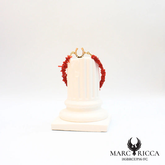 Bracelet en corail avec fer à cheval en vermeil
