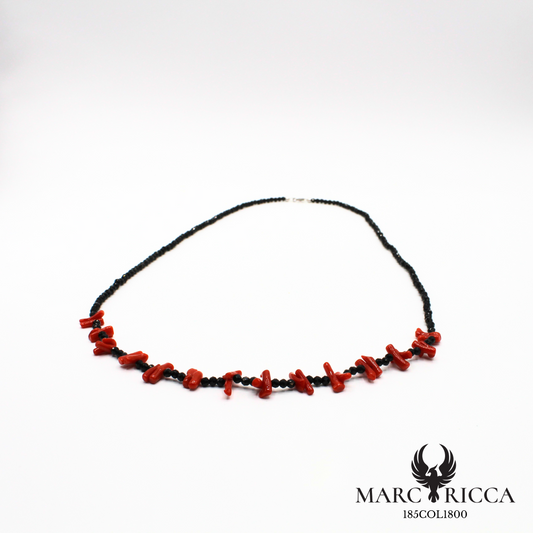 Collier en cristal noir et corail cupolino