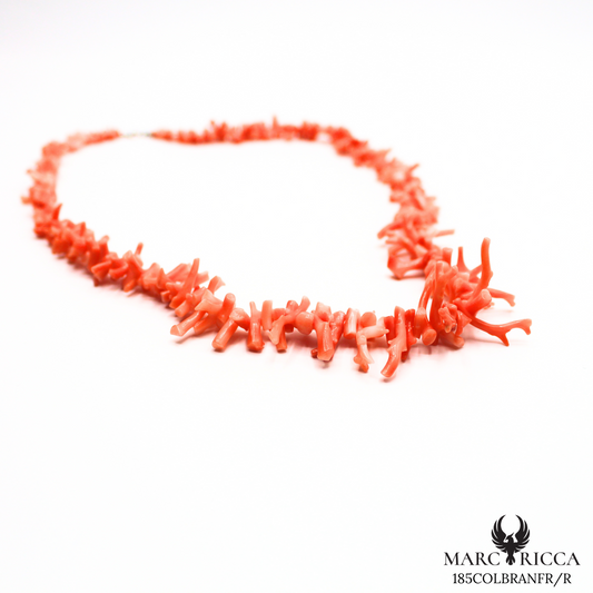 Collier argent corail rose branche