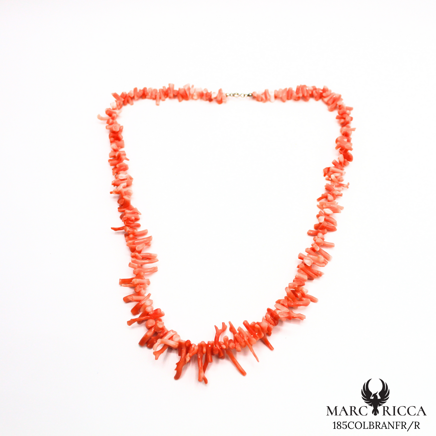 Collier argent corail rose branche