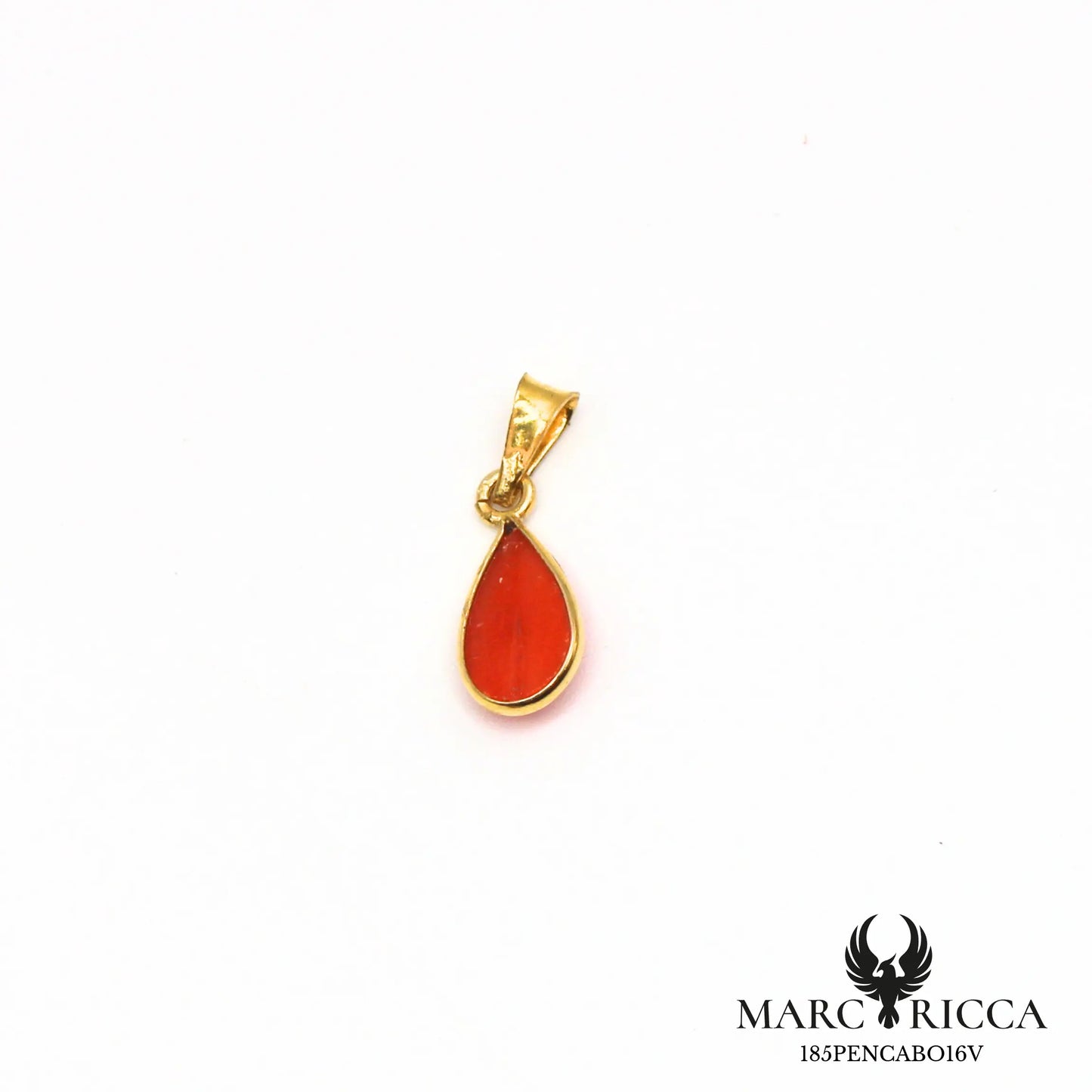 Pendentif goutte corail en vermeil