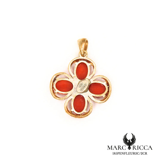 Pendentif fleur corail avec zirconium en vermeil