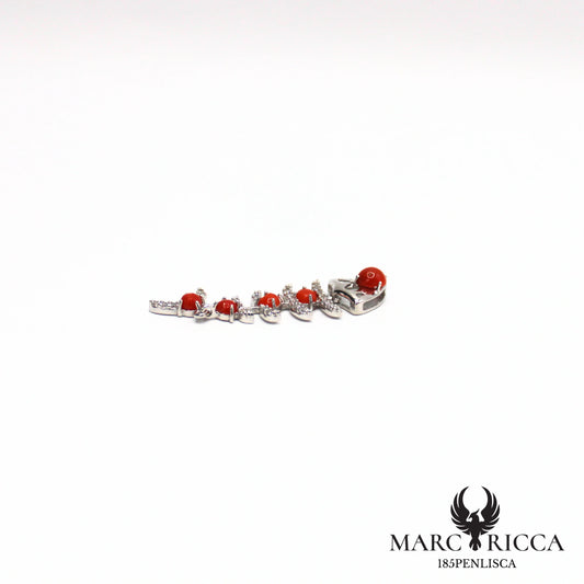 Pendentif poisson corail vermeil et zirconium