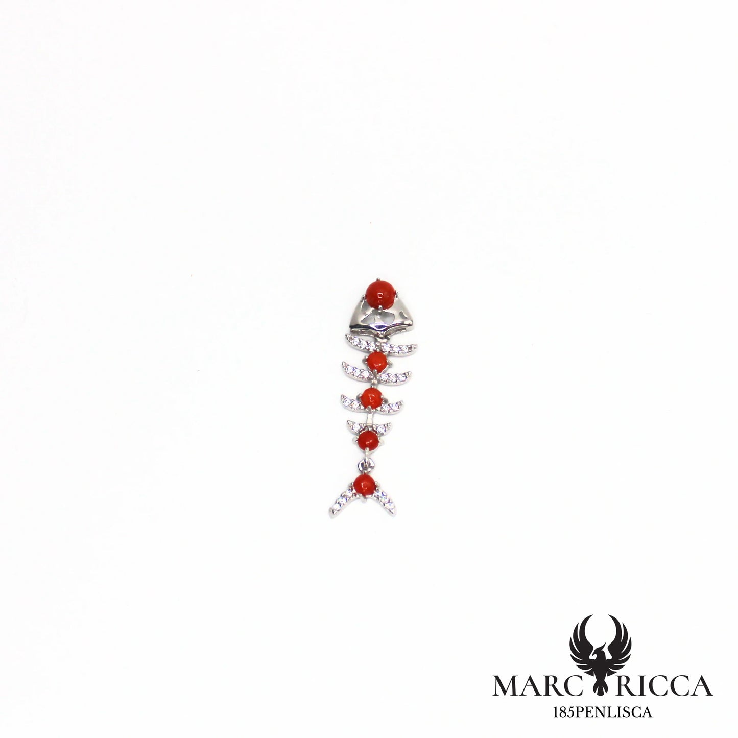 Pendentif poisson corail vermeil et zirconium
