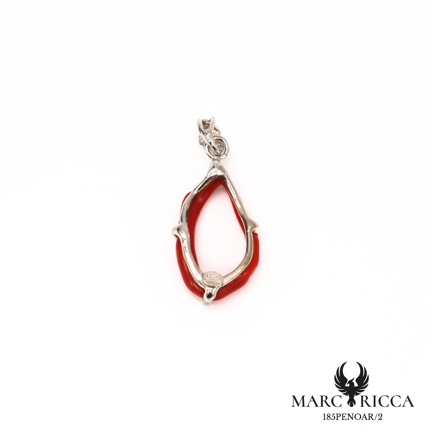 Pendentif anneau corail en argent