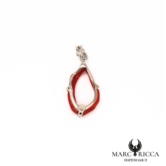 Pendentif anneau corail en argent