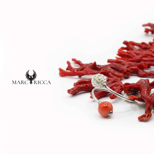 Bague Argent Corail Perle & Strass